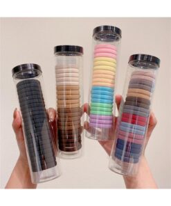 KARDIFF Hair Rubber Bands for Women With Storage Tube Box, Soft Hair Ties, Colorful Ponytail Seamless Cotton Bands Accessories (Pack of 20)