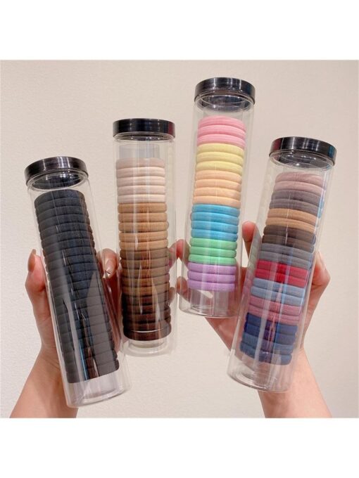 KARDIFF Hair Rubber Bands for Women With Storage Tube Box, Soft Hair Ties, Colorful Ponytail Seamless Cotton Bands Accessories (Pack of 20)