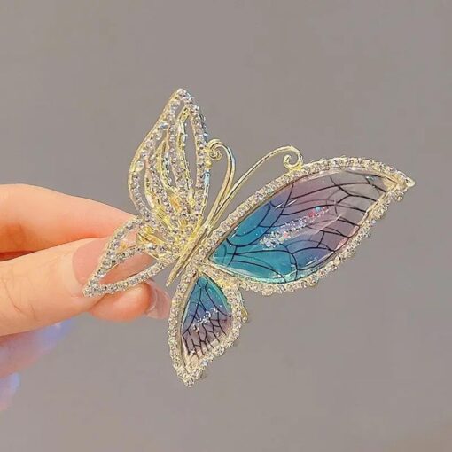 KARDIFF Unique Butterfly Design Metal Hair Claw Clips & Clutcher - Sparkly Glitter Rhinestones Hair Clip - Secure Hold for Various Hairstyles - Fashionable Hair Accessories for Women & Girls,Pack of 1