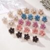 KARDIFF 12Pcs Premium Small Hair Clips,Mini Pearl Rhinestone Claw Clips with Flower Design Artificial Bangs Clips Decorative Hair Accessories for Women|Multicolor
