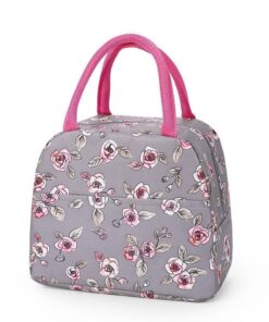 KARDIFF Insulated Lunch Bag for Kids, Women Small Lunch Leakproof Bag for Office, Work, School, Picnic Beach, Office, Outdoor Picnic Bag (Pink Rose)