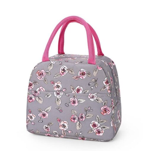 KARDIFF Insulated Lunch Bag for Kids, Women Small Lunch Leakproof Bag for Office, Work, School, Picnic Beach, Office, Outdoor Picnic Bag (Pink Rose)