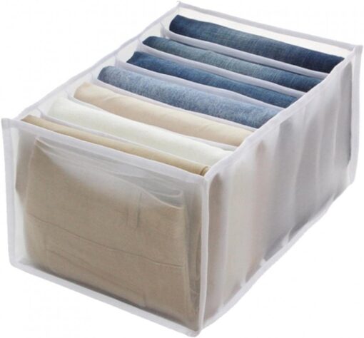 KARDIFF Wardrobe Clothes Organizer - 7 Grids Breathable Clothing Organizer for Pants, Jeans, Sweater- Foldable Clothes Compartment Storage Organizer for Drawer