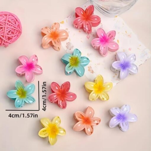 KARDIFF - Latest Korean stylish small claws with colorful flower thin hair clip accessories for women girls and Kids (Pack of 6pcs)