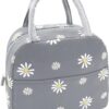 KARDIFF Insulated Lunch Bag for Kids, Women Small Lunch Leakproof Bag for Office, Work, School, Picnic Beach, Office, Outdoor Picnic Bag (Grey Flower)