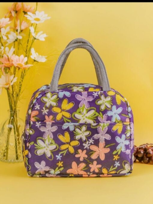 KARDIFF Insulated Lunch Bag for Women Small Lunch Leakproof Bag for Office, Work, School, Picnic Beach, Office, Outdoor, Gymor Travel (Floral Purple)