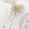 Kardiff imitation Diamond tassel Decor Rhinestone Butterfly Design Hair Claw Pack of 1