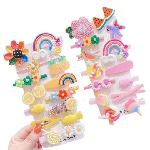 kardiff 28 pcs Hairpin Candy-colored kid's hair accessories,kids hair clips, Kids Clips Styling,Pin,Flower Rainbow Candy Fruits Butterfly Cute