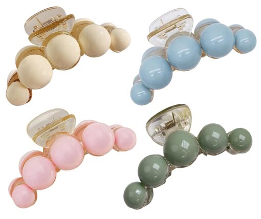 kardiff Korean Fashionable Long Hair Jaw Clips Clutches Fancy Stylish Large Big Pearl Hair Claw Clips For Girls pack of 4