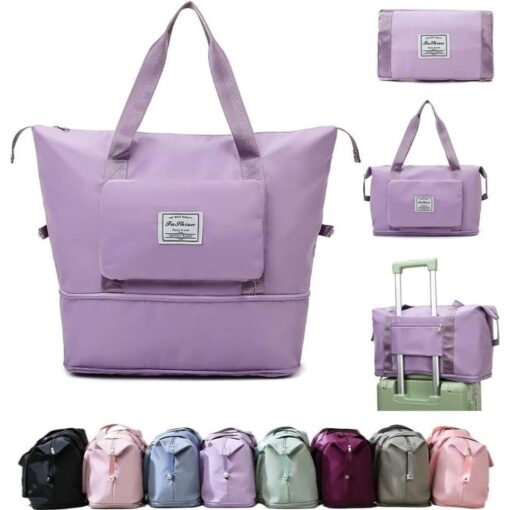 KARDIFF Culture Foldable Duffle Bag for Travelling |Waterproof and Large Travel Bag for Women Luggage | Expandable & Multipurpose Large Capacity Weekender Carry Bag for Women Travel(Purple)