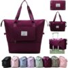 KARDIFF Culture Foldable Duffle Bag for Travelling |Waterproof and Large Travel Bag for Women Luggage | Expandable & Multipurpose Large Capacity Weekender Carry Bag for Women Travel(Wine)
