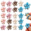 KARDIFF 24Pcs Crystal Flower Hair Clips Mini Spring Claw Clips Spring Floral Pearl Hair Clip for Thick and Thin Hair Women's and Girls Hair Accessories (5 Colors)