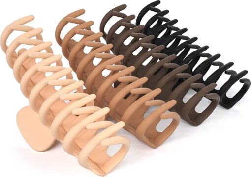 KARDIFF Hair Clutcher, Hair Clips for Women, Fashion Acrylic Matte Finish Stylish Claw Clips, Hair Accessories for Girls Big Hair Claw Clips Non-Slip Claw Hair Clips Strong Hold (Pack of 4 Pcs)