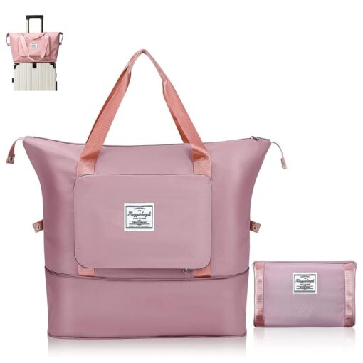 KARDIFF Culture Foldable Duffle Bag for Travelling |Waterproof and Large Travel Bag for Women Luggage | Expandable & Multipurpose Large Capacity Weekender Carry Bag for Women Travel(Peach)