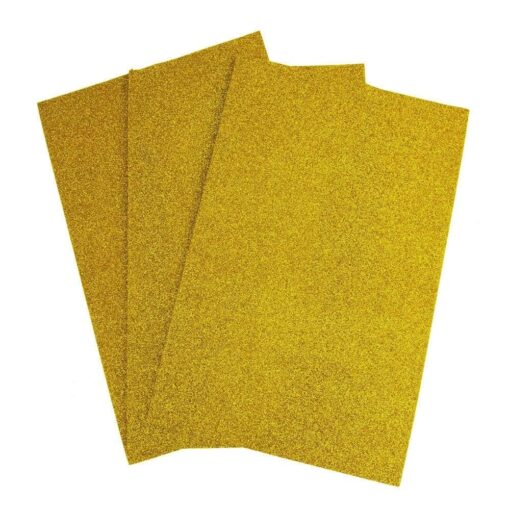 KARDIFF Shining Glitter Sparkle Solid-Color Wrapping Papers for Kids Craft Decoration (10 Sheets in Each Packet), Golden