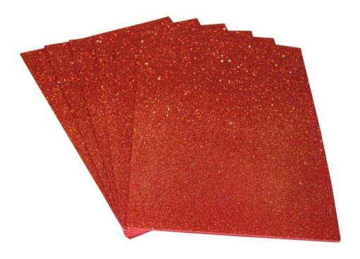 KARDIFF Shining Glitter Sparkle Solid-Color Wrapping Papers for Kids Craft Decoration (10 Sheets in Each Packet), Red