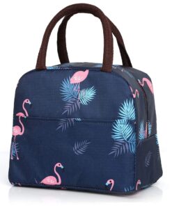 Cart 9 KARDIFF Insulated Lunch Bag for Kids, Women Small Lunch Leakproof Bag for Office, Work, School, Picnic Beach, Office, Outdoor Picnic Bag (D.Blue Flamingo)