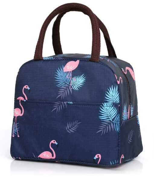 KARDIFF Insulated Lunch Bag for Kids, Women Small Lunch Leakproof Bag for Office, Work, School, Picnic Beach, Office, Outdoor Picnic Bag (D.Blue Flamingo)