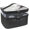 KARDIFF (Label) Faux Leather Double Layer Cosmetics Makeup Toiletries Storage Cosmetic Bag (Black - Diamond), 22.5 x 16.5 x 15 Centimeters Black Pack of 1