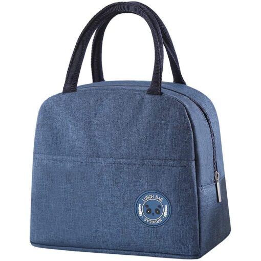 KARDIFF Insulated Lunch Bag for Women Men, Reusable Lunch Tote Lunch Box Organizer Cooler Bag with Front Pocket for Work Travel Picnic (Blue)