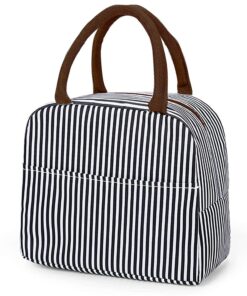 Cart 3 KARDIFF Aluminium Insulated Lunch Bag For Women Small Lunch Leakproof Bag For Office, Work, School, Picnic Beach, Office, Outdoor, Gymor Travel (Black Stripes), 5 liter