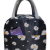 KARDIFF Insulated Lunch Bag for Kids, Women Small Lunch Leakproof Bag for Office, Work, School, Picnic Beach, Office, Outdoor Picnic Bag (Black Flower)