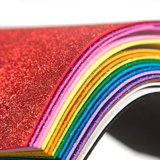 KARDIFF Shining Glitter Sparkle Solid-Color Wrapping Papers for Kids Craft Decoration (10 Sheets in Each Packet), Mix-Colour