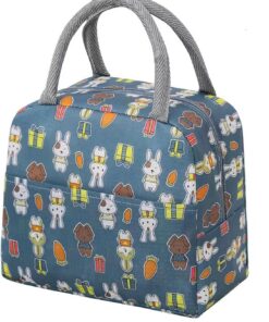 KARDIFF Insulated Lunch Bag for Women Small Lunch Leakproof Bag for Office, Work, School, Picnic Beach, Office, Outdoor, Gymor Travel (Grey Rabbit)
