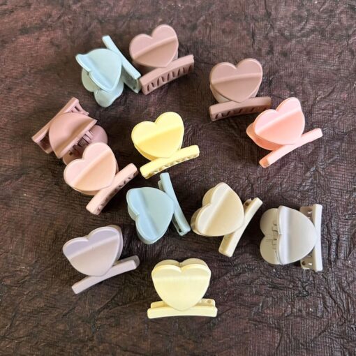KARDIFF Small Heart Shap Small matt Cute Heart Hair Clips for Hair Accessories Hair Claw Clips for Women and Girls Pack of 6 multicolor