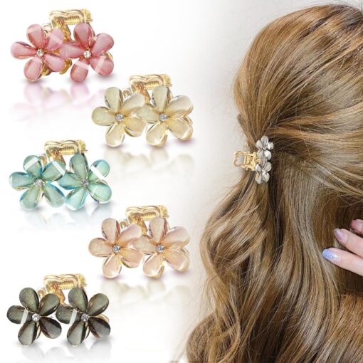 KARDIFF lower claw clips for women- flower clutcher for women hair- floral claw clip- fancy claw clips- fancy clutcher- korean claw clips for hair- korean clutcher(random colours) (6)