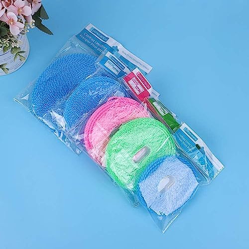KARDIFF Indoor Nylon Rope with Hooks/Windproof Anti-Slip Clothes/Washing Line Drying/Nylon Clothesline Rope - 5 Meter (Multicolor) 8 drying Rope